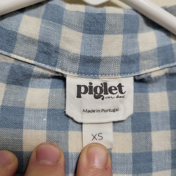 Piglet In Bed Gingham Pajama Top